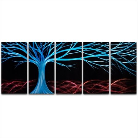 METAL ARTSCAPE 59 X 24 in Moonlight Tree Tree 5Paneled Handmade Metal Wall Art MA10002